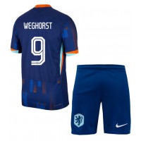 Camiseta Países Bajos Wout Weghorst #9 Segunda Equipación Replica Eurocopa 2024 para niños mangas cortas (+ Pantalones cortos)